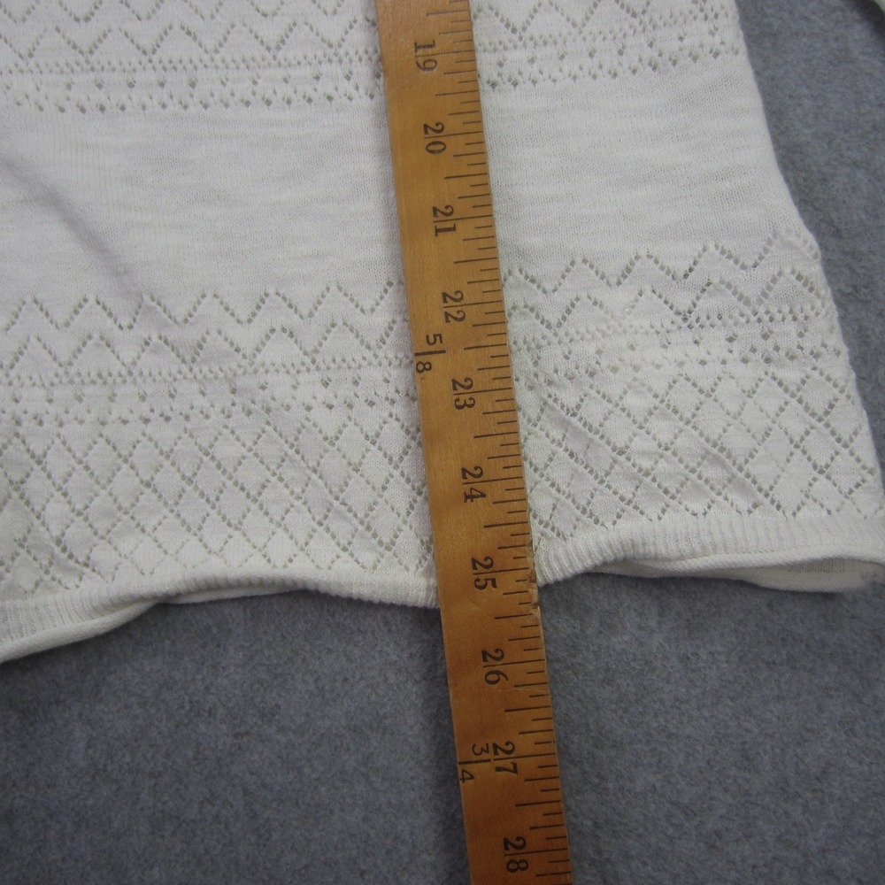 FRYE Sweater Womens‎ XL White Pointelle Scalloped V Neck Button Front Cardigan - Picture 11 of 16